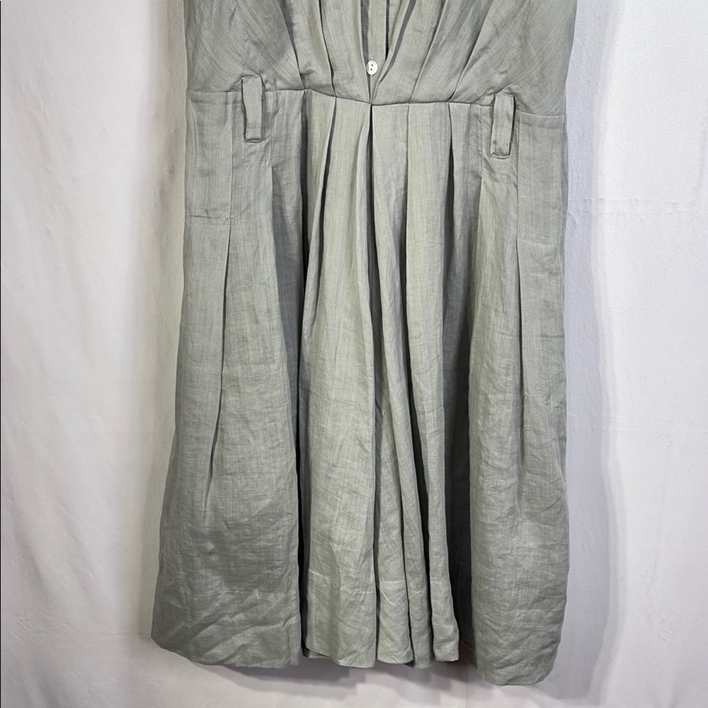 ♠️ nwt Reiss Green Pleated Midi Dress sleeveless full skirt - Picture 5 of 9